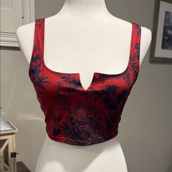 free people movement Tops - FP Movement by Free People Red and Black Floral Tank Top